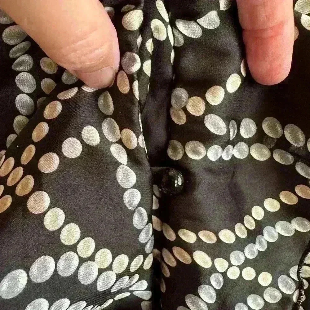 Woman’s sheer long sleeve light weight button up blouse- black/blue/tan - Large - Picture 3 of 11